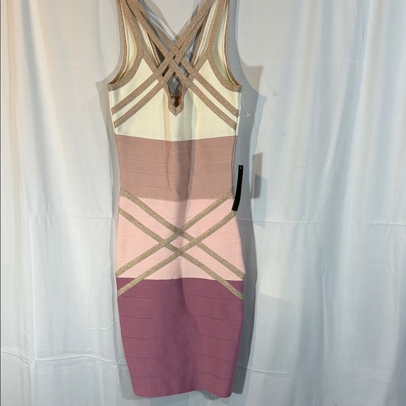 VENUS Cream and Pink Halter Bodycon Dress - Picture 1 of 11